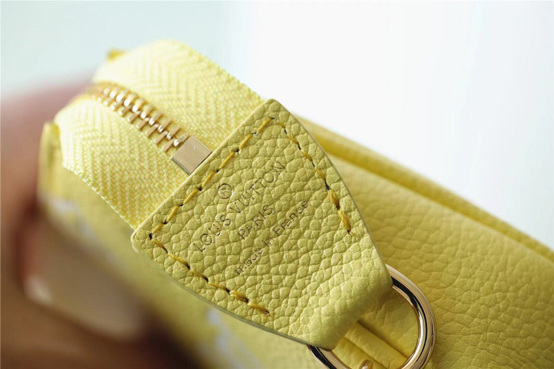 LV Mini Pochette AcGLAMIssoires Monogram Empreinte Lemon Curd Yellow For Women,  Shoulder And Crossbody Bags 15.5cm/6.1in LV M46129
