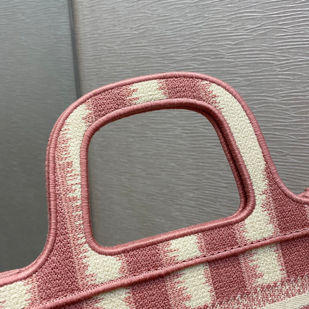 GLAMI Mini Book Tote Stripes Embroidery, Pink Handbags, 23cm CD