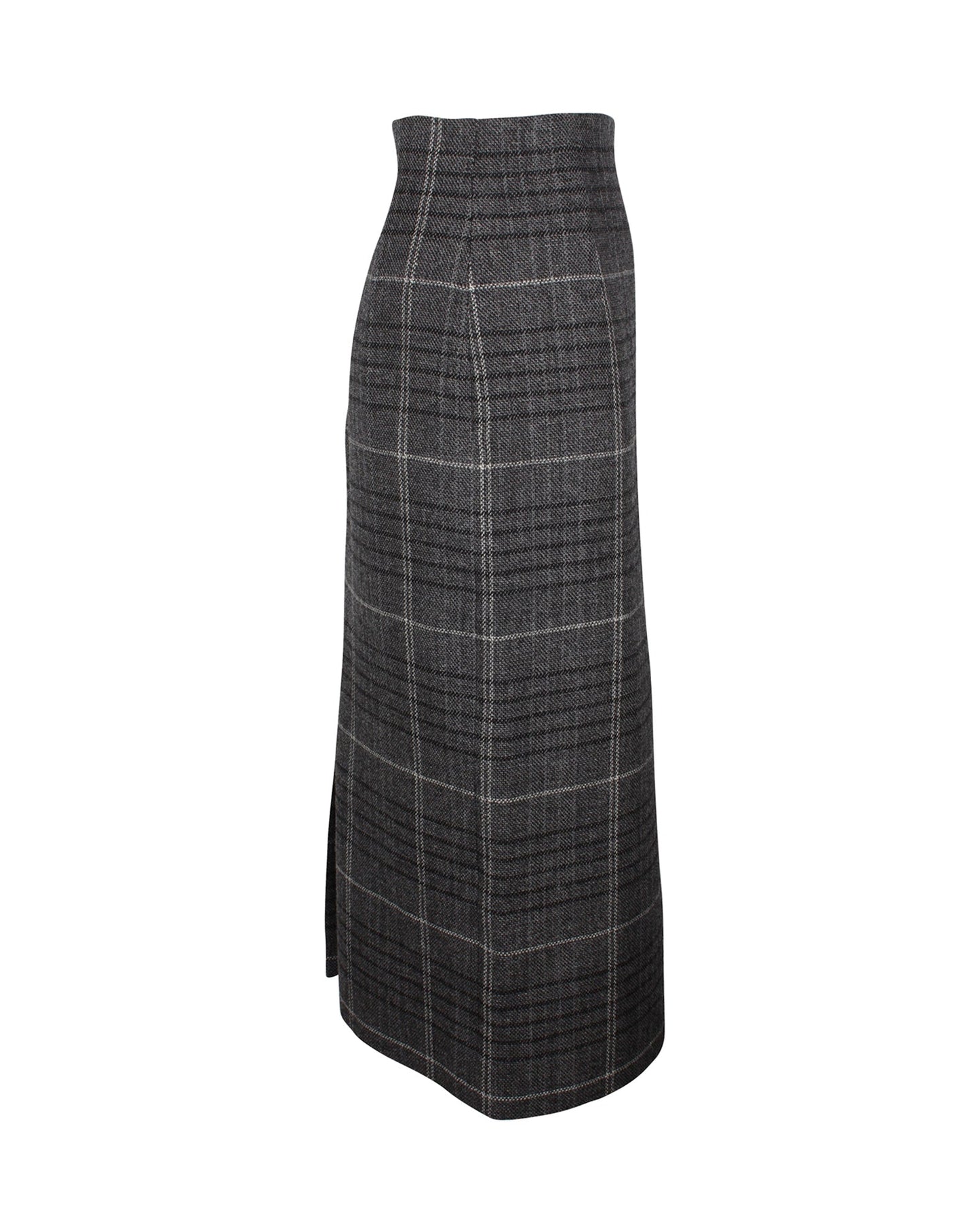 Dior Plaid Pencil Midi Skirt in Grey Wool
