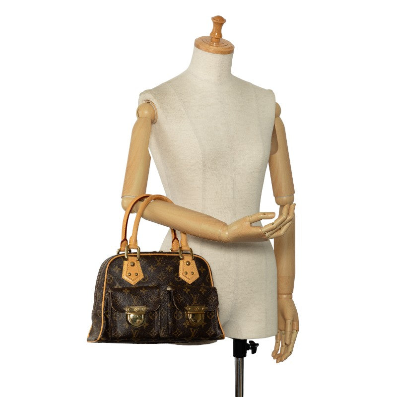 Louis Vuitton Monogram Manhattan PM Handbag M40026 Brown PVC Leather  Louis Vuitton