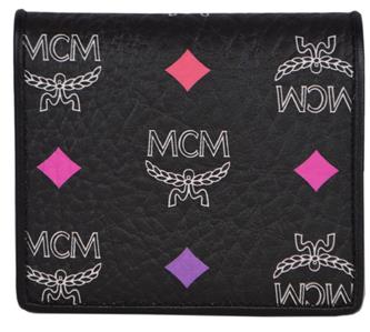 MCM New Diamond Spectrum Visetos Mini Flap Wallet- Black