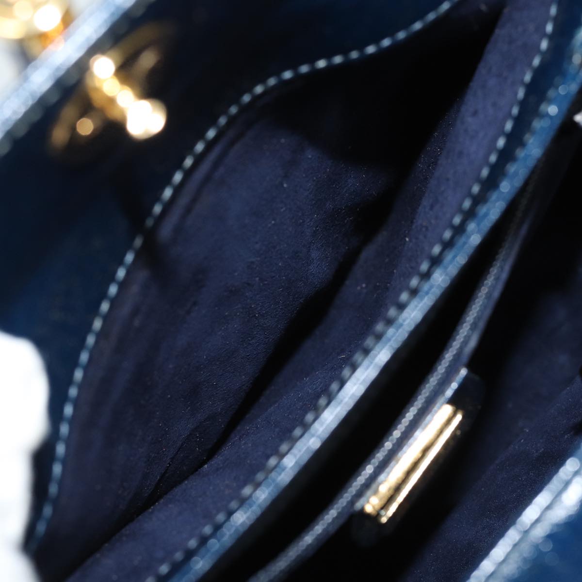 GUCCI Shoulder Bag Leather Navy 80069