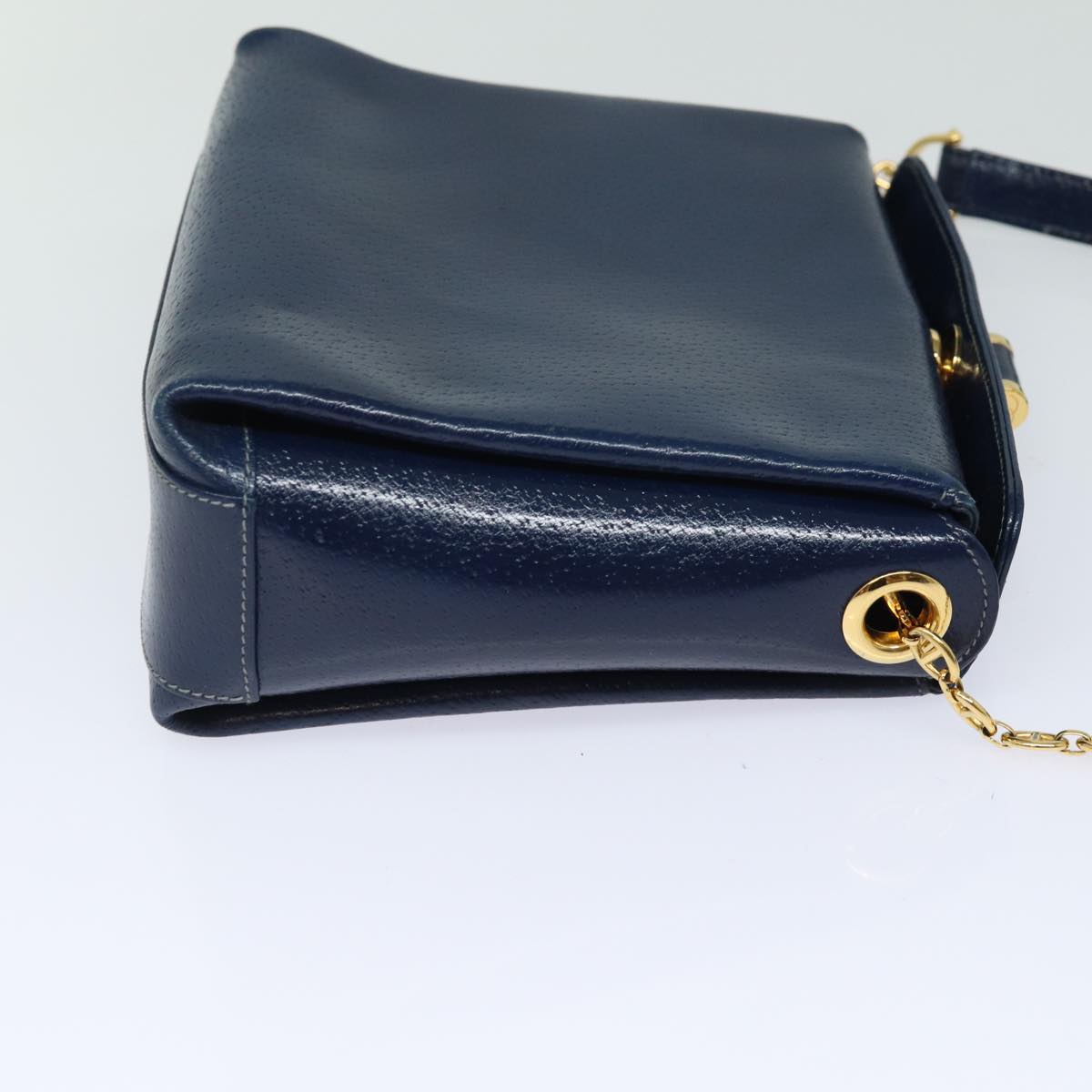GUCCI Shoulder Bag Leather Navy 80069
