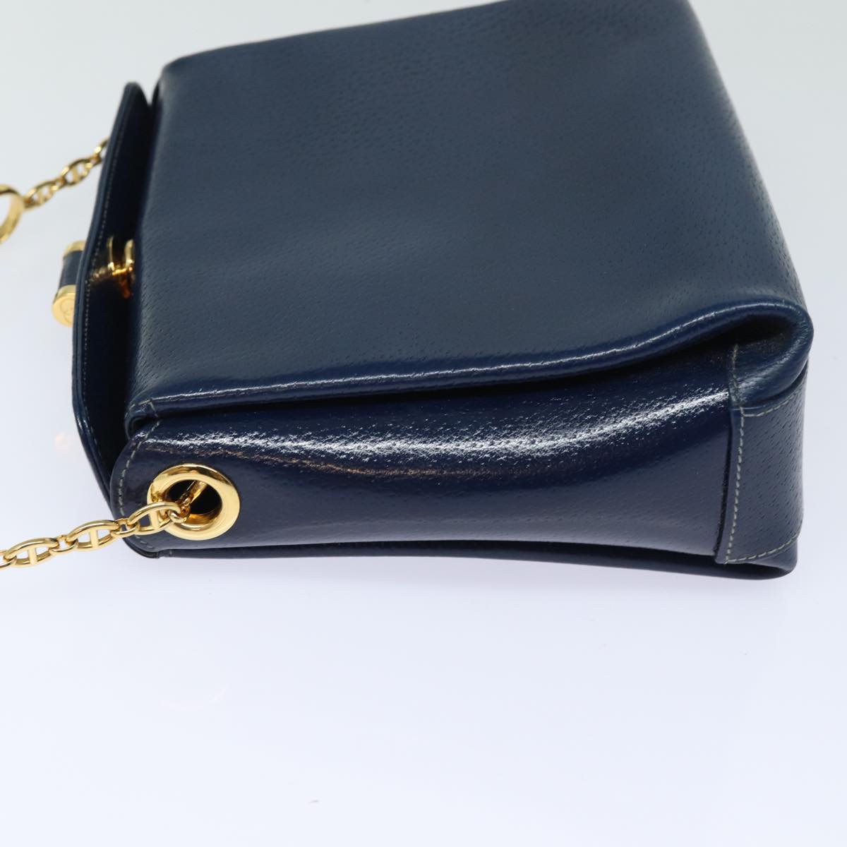 GUCCI Shoulder Bag Leather Navy 80069