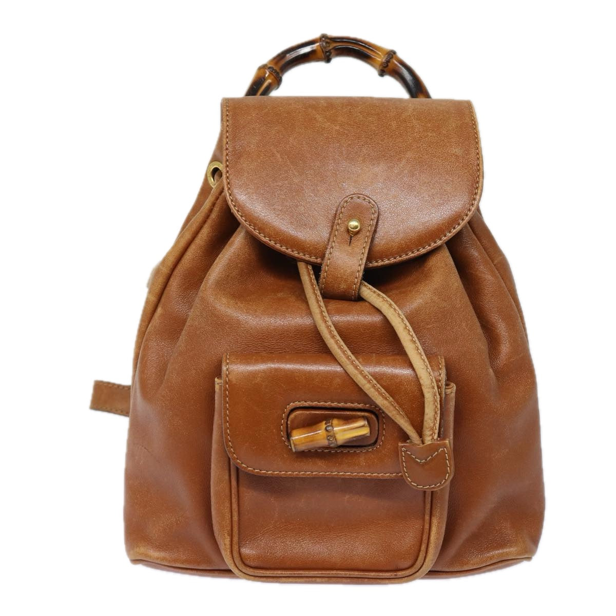 GUCCI Bamboo Backpack Leather Brown 003 1705 0030 80071
