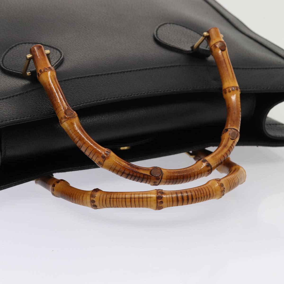 GUCCI Bamboo Hand Bag Leather Black 002 1186 0259 80116