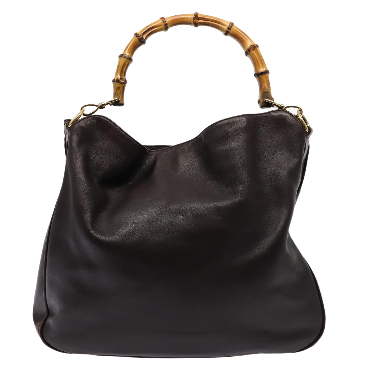 GUCCI Bamboo Shoulder Bag Leather 2way Brown 001 2123 1577 80117