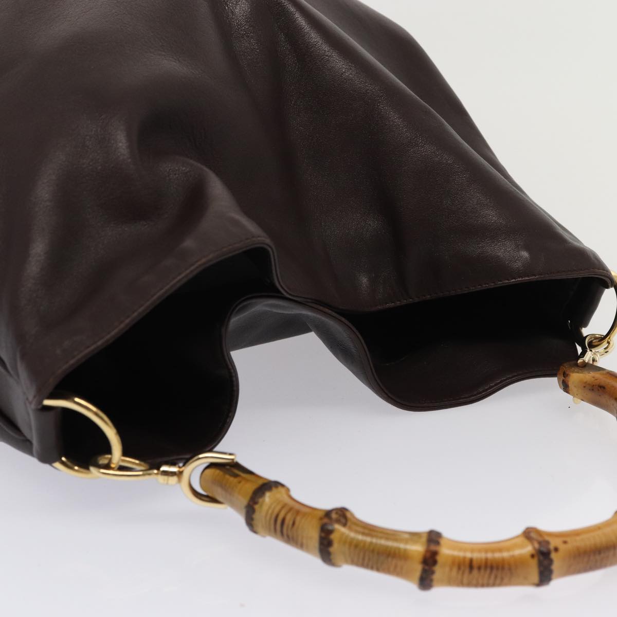 GUCCI Bamboo Shoulder Bag Leather 2way Brown 001 2123 1577 80117