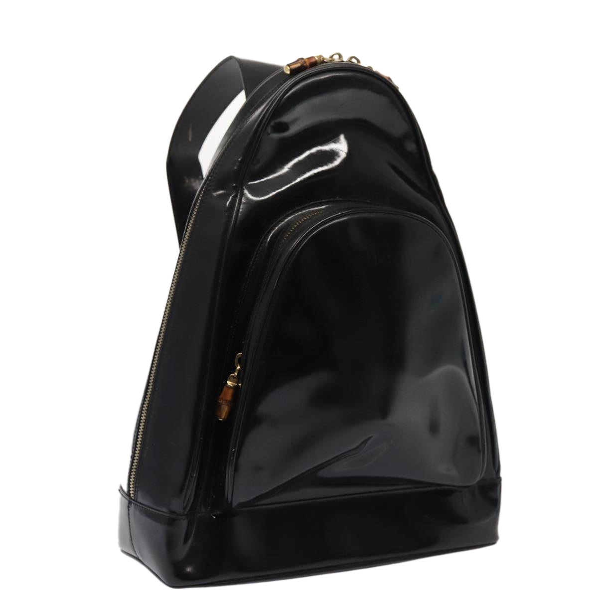 GUCCI Bamboo Body Bag Enamel Black 003 3444 0127 80123
