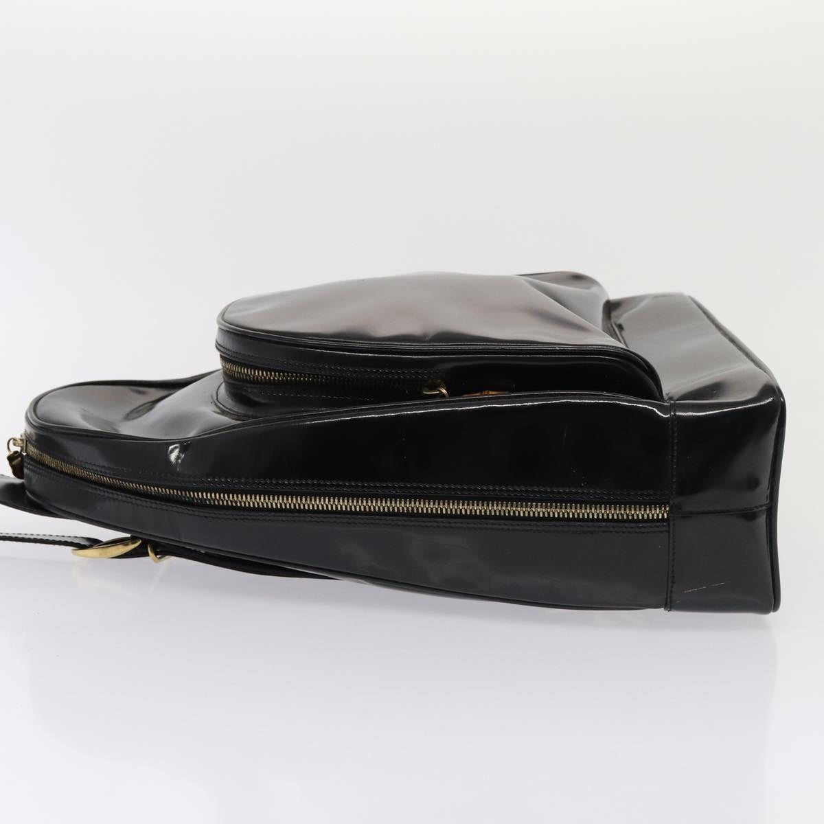 GUCCI Bamboo Body Bag Enamel Black 003 3444 0127 80123