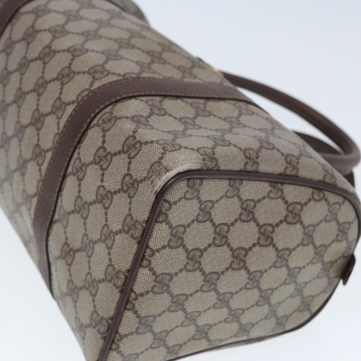 GUCCI GG Supreme Web Sherry Line Boston Bag PVC Beige Red 40 02 007 80124