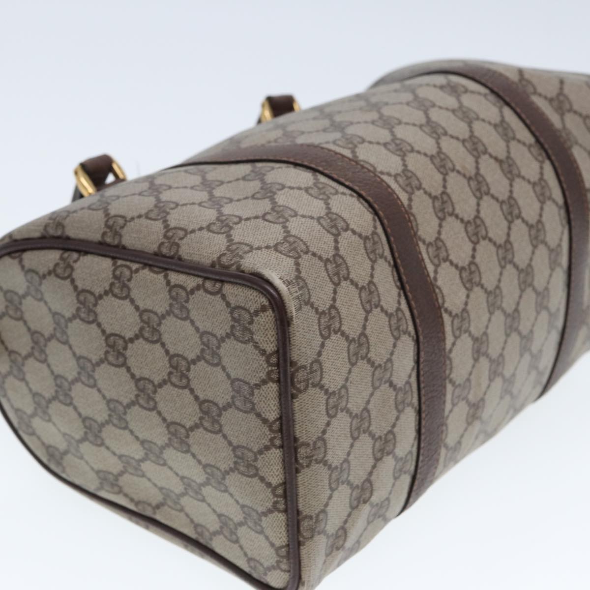 GUCCI GG Supreme Web Sherry Line Boston Bag PVC Beige Red 40 02 007 80124