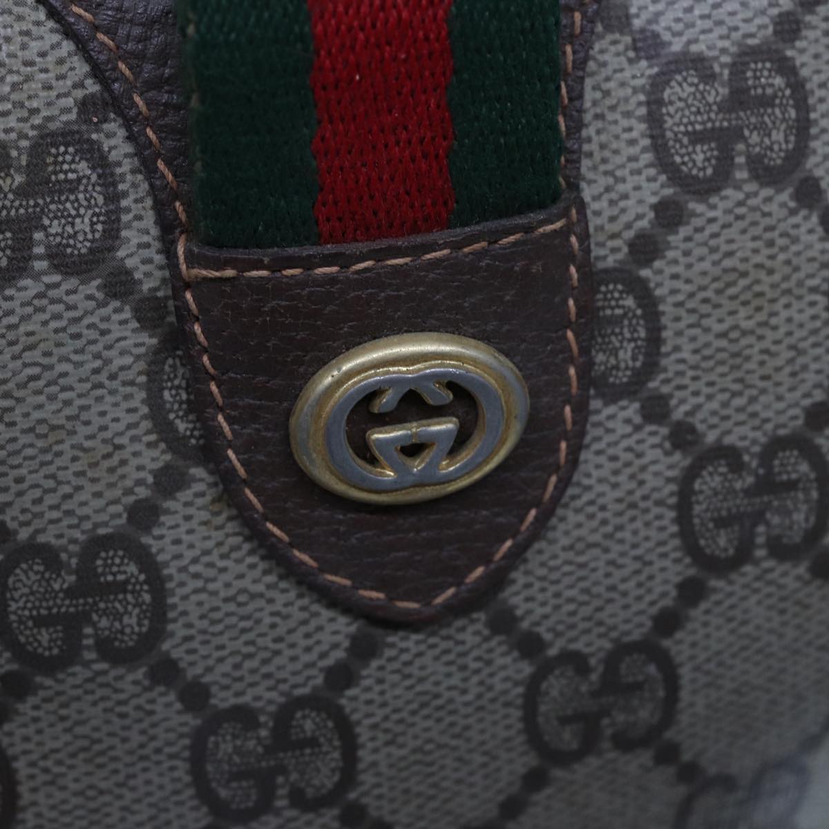 GUCCI GG Supreme Web Sherry Line Boston Bag PVC Beige Red 40 02 007 80124