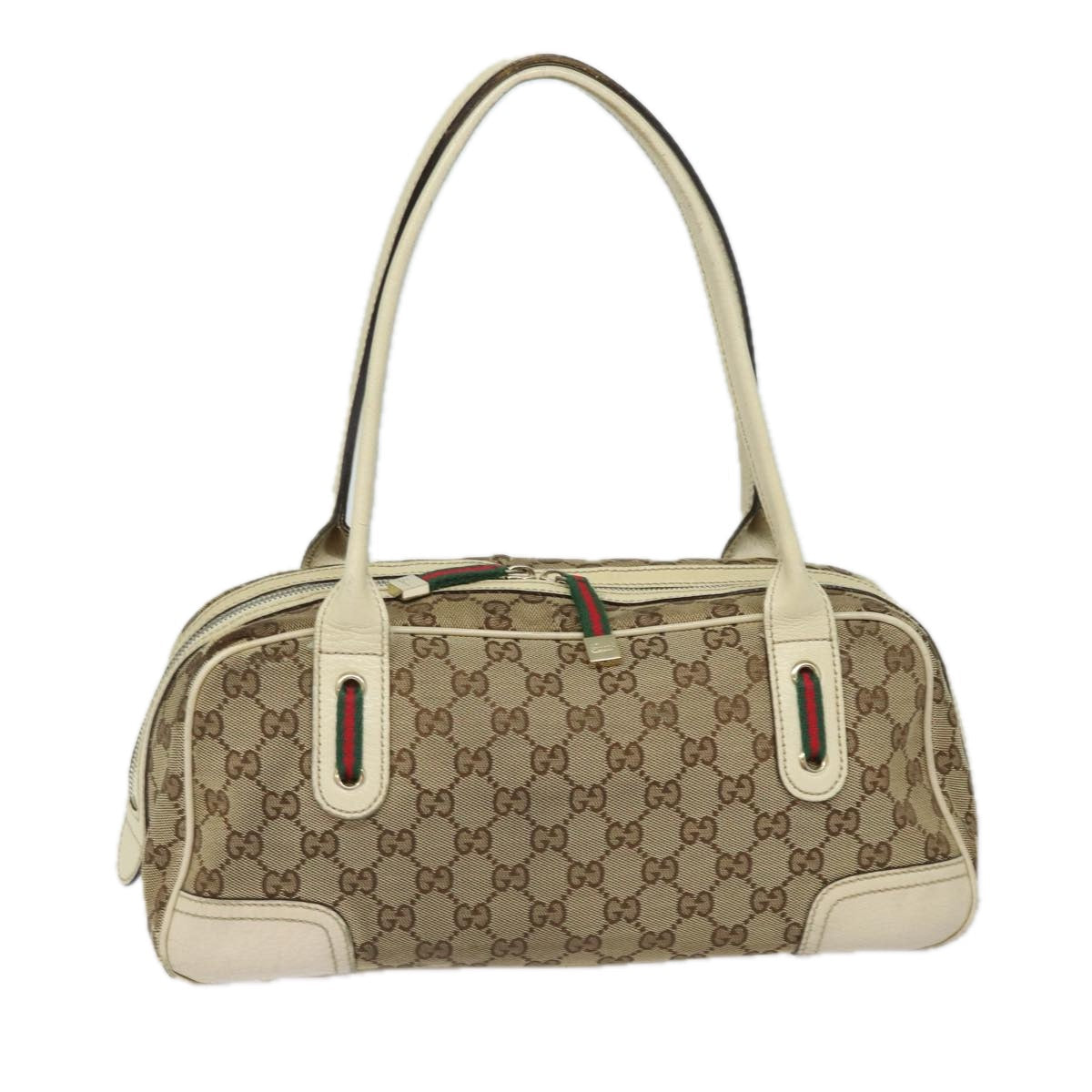 GUCCI GG Canvas Web Sherry Line Shoulder Bag Beige Red Green 161720 80133