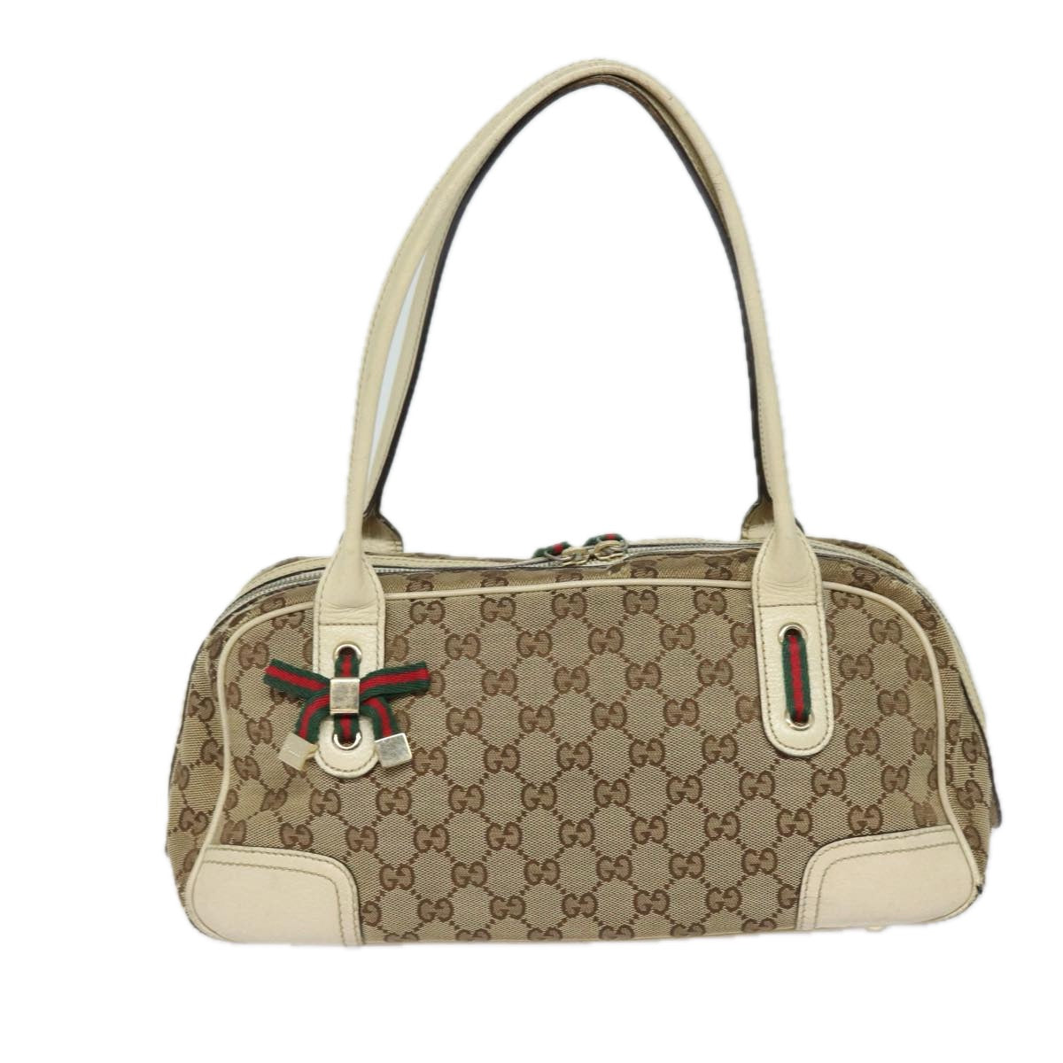 GUCCI GG Canvas Web Sherry Line Shoulder Bag Beige Red Green 161720 80133