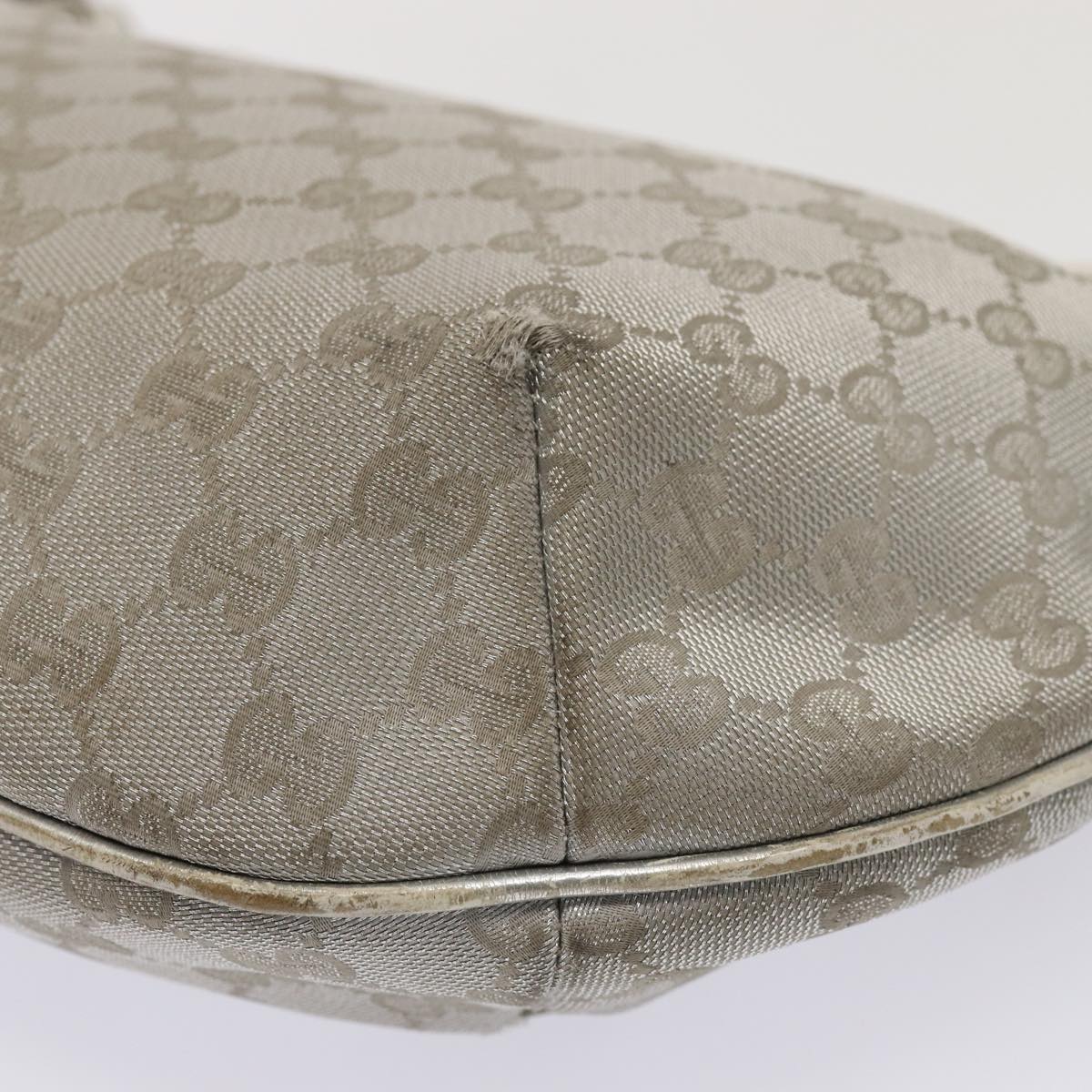 GUCCI GG Canvas Sherry Line Shoulder Bag Silver Gray 181092 80134