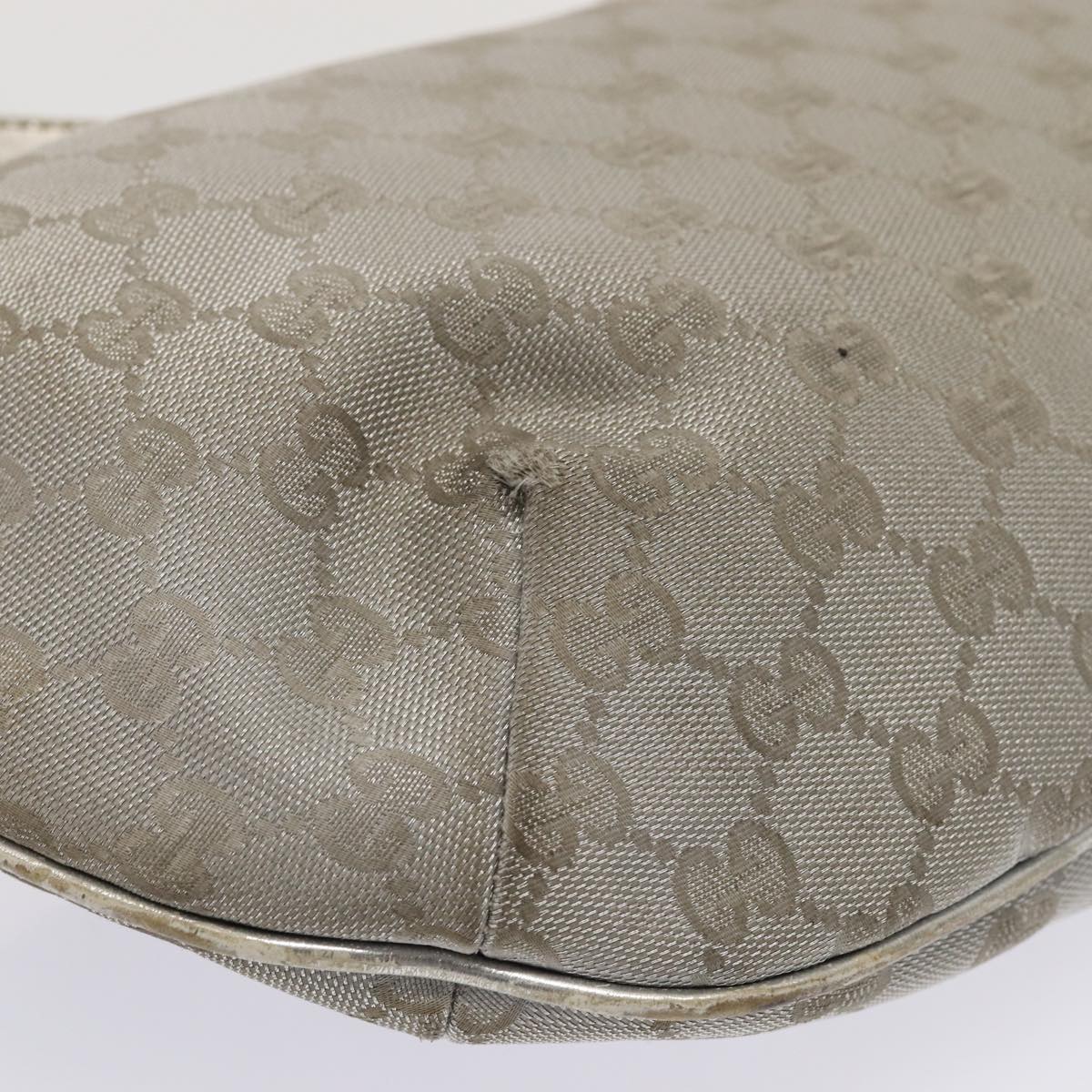 GUCCI GG Canvas Sherry Line Shoulder Bag Silver Gray 181092 80134