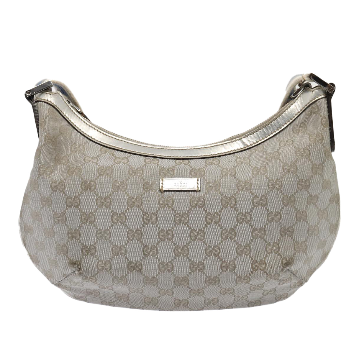 GUCCI GG Canvas Sherry Line Shoulder Bag Silver Gray 181092 80134