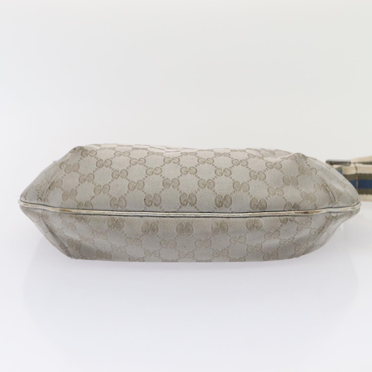 GUCCI GG Canvas Sherry Line Shoulder Bag Silver Gray 181092 80134