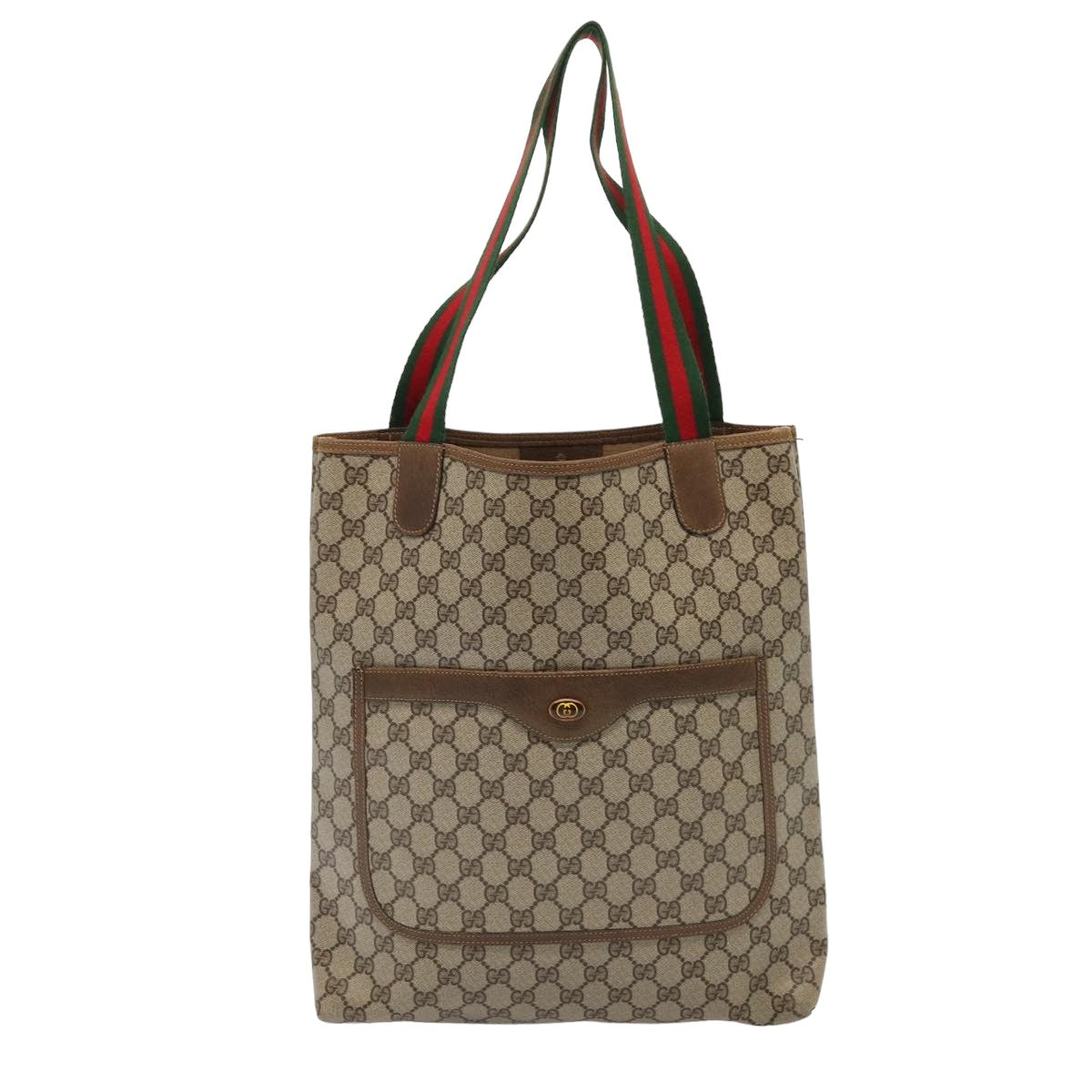 GUCCI GG Supreme Web Sherry Line Tote Bag PVC Beige Red 39 02 003 80138