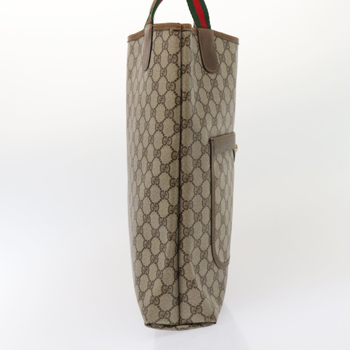 GUCCI GG Supreme Web Sherry Line Tote Bag PVC Beige Red 39 02 003 80138