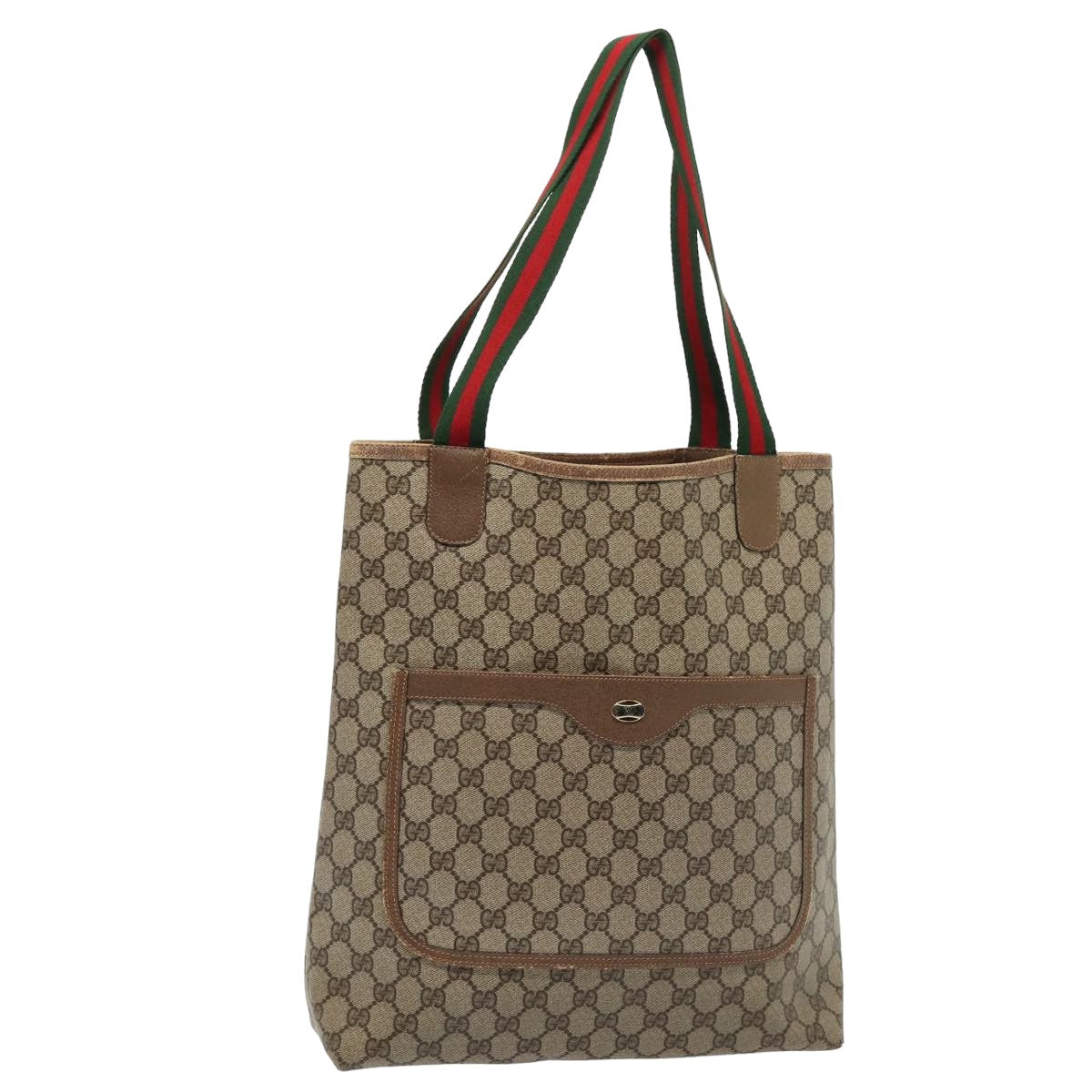 GUCCI GG Supreme Web Sherry Line Tote Bag PVC Beige Red 39 02 003 80139