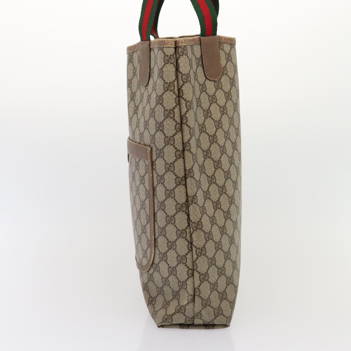 GUCCI GG Supreme Web Sherry Line Tote Bag PVC Beige Red 39 02 003 80139