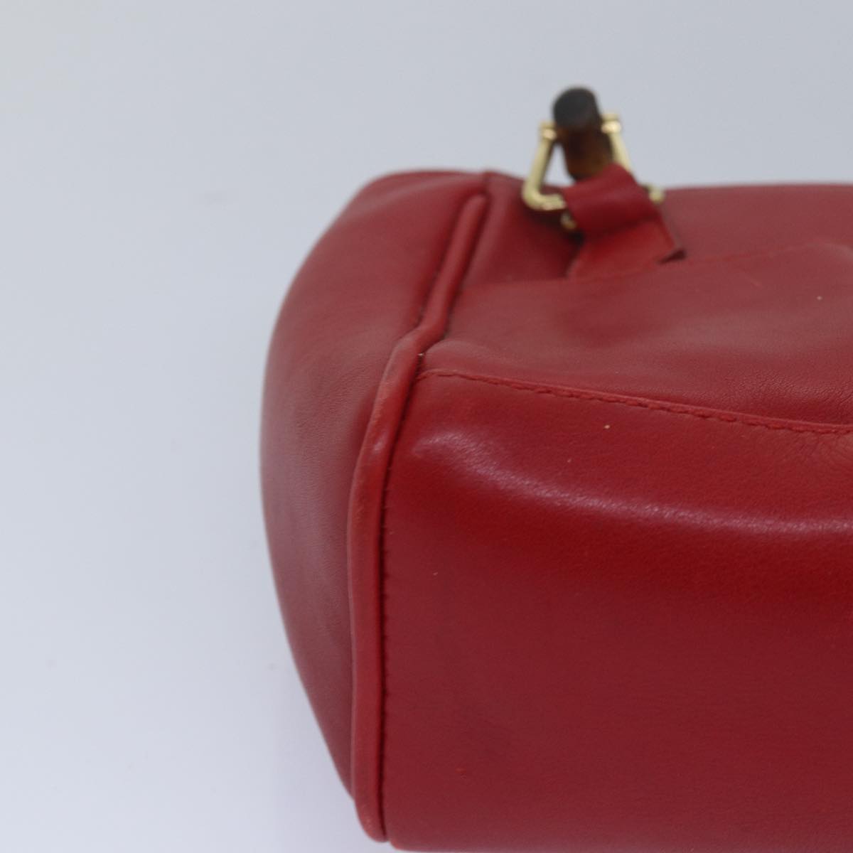 GUCCI Bamboo Hand Bag Leather Red 80172