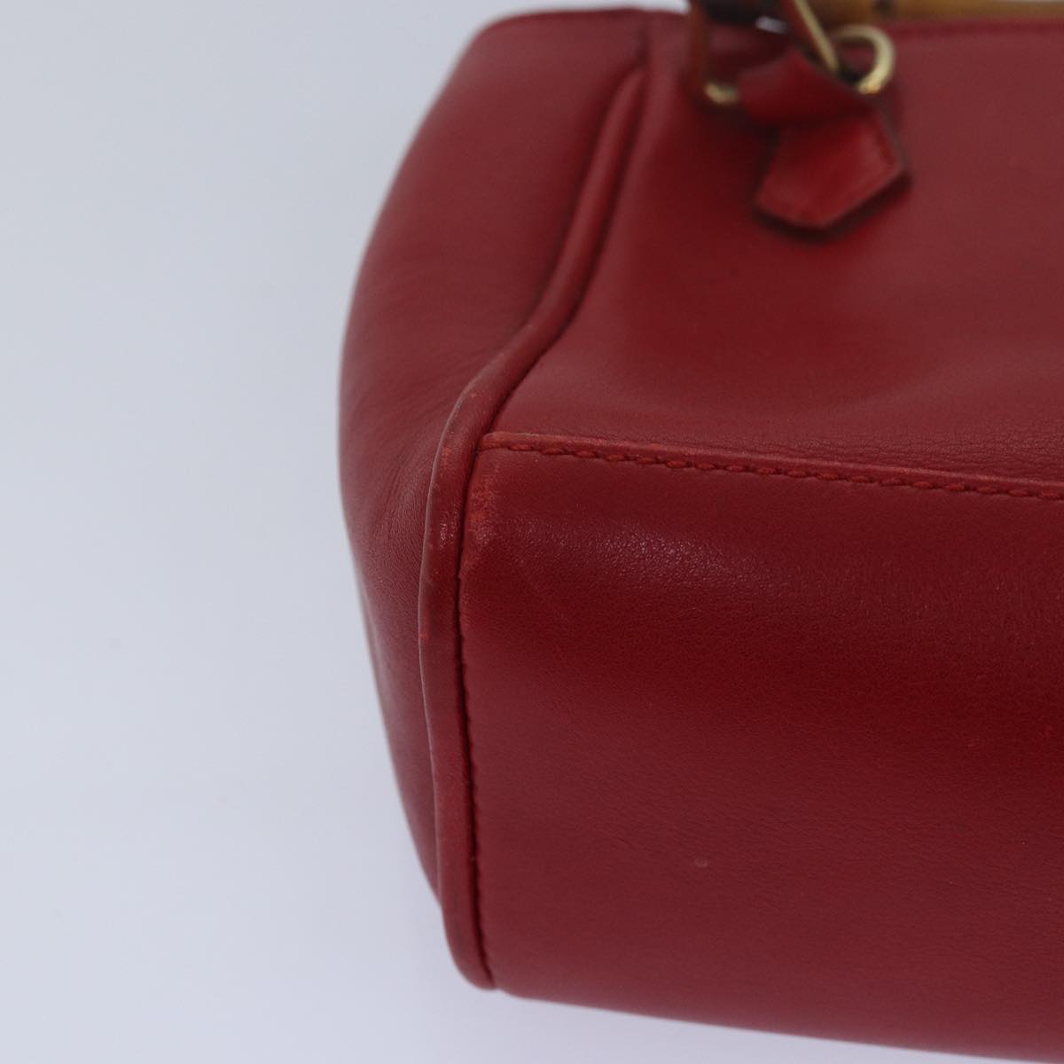 GUCCI Bamboo Hand Bag Leather Red 80172