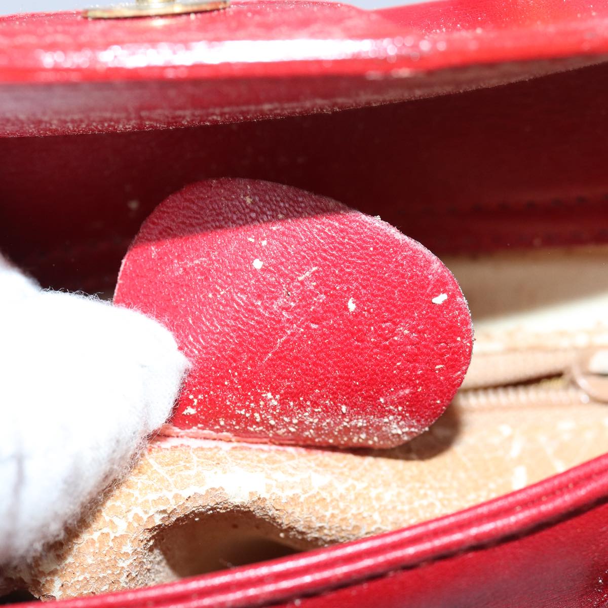 GUCCI Bamboo Hand Bag Leather Red 80172