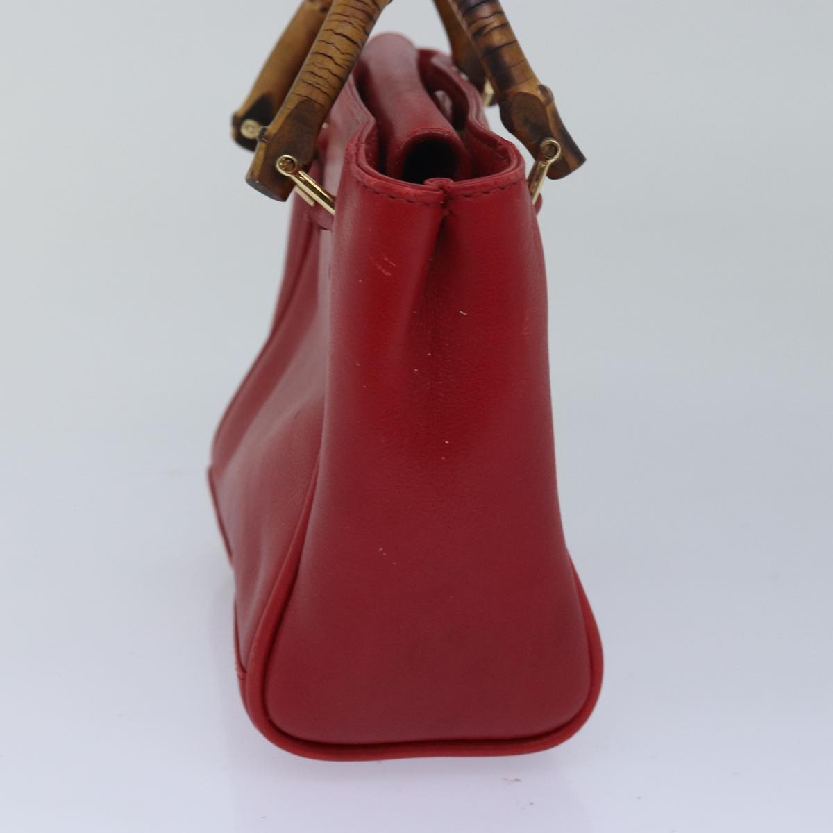 GUCCI Bamboo Hand Bag Leather Red 80172