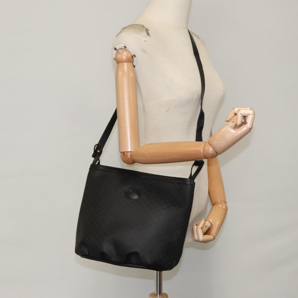 GUCCI Micro GG Canvas Shoulder Bag Black 80173
