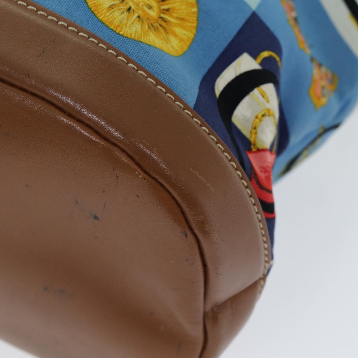 GUCCI Tote Bag Canvas Leather Blue Brown 002 2040 0307 80176