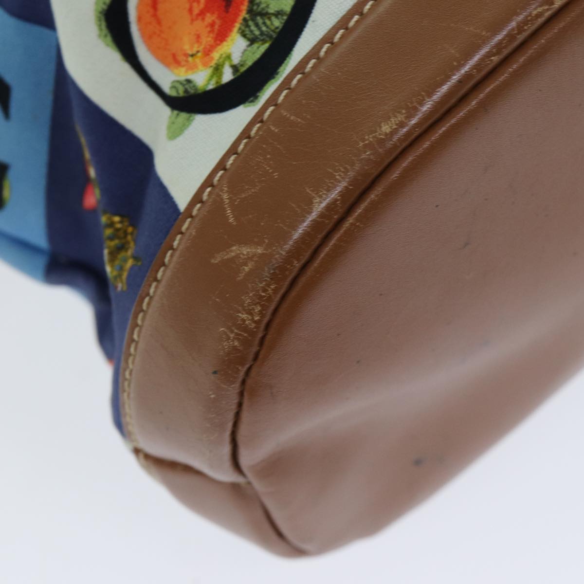 GUCCI Tote Bag Canvas Leather Blue Brown 002 2040 0307 80176