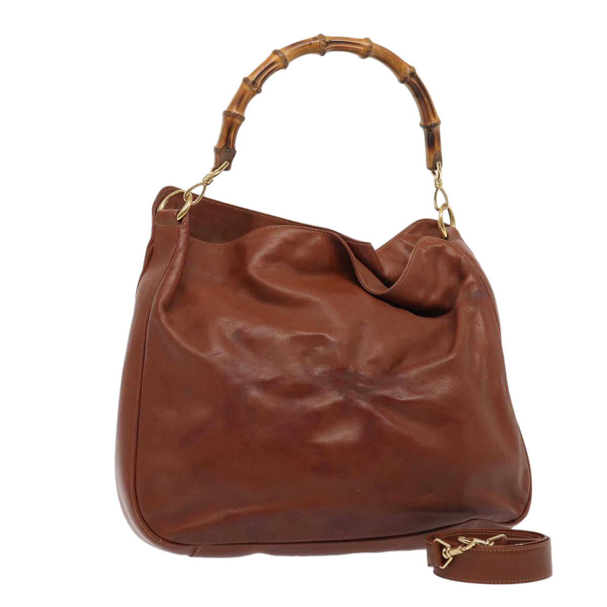 GUCCI Bamboo Shoulder Bag Leather Brown 001 1781 1577 80180