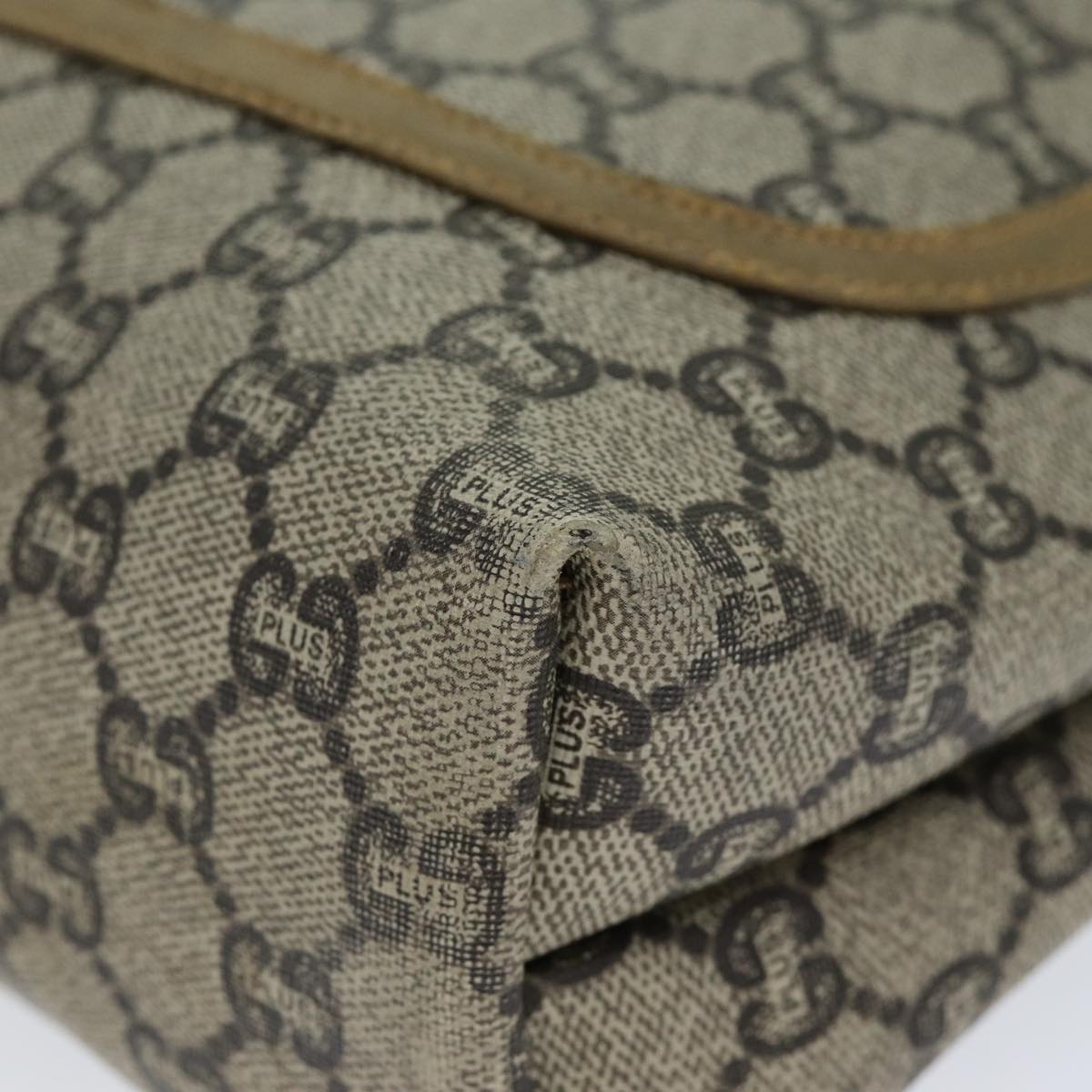 GUCCI GG Plus Supreme Web Sherry Line Tote Bag PVC Leather Beige 80181