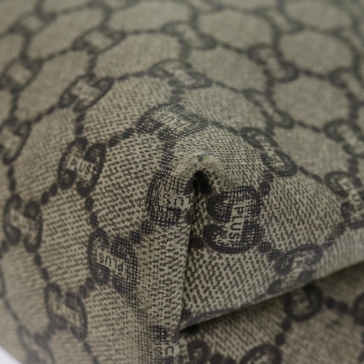 GUCCI GG Plus Supreme Web Sherry Line Tote Bag PVC Leather Beige 80181