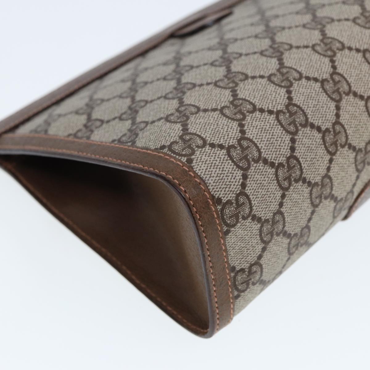 GUCCI GG Canvas Web Sherry Line Clutch Bag PVC Beige Green Red 80235