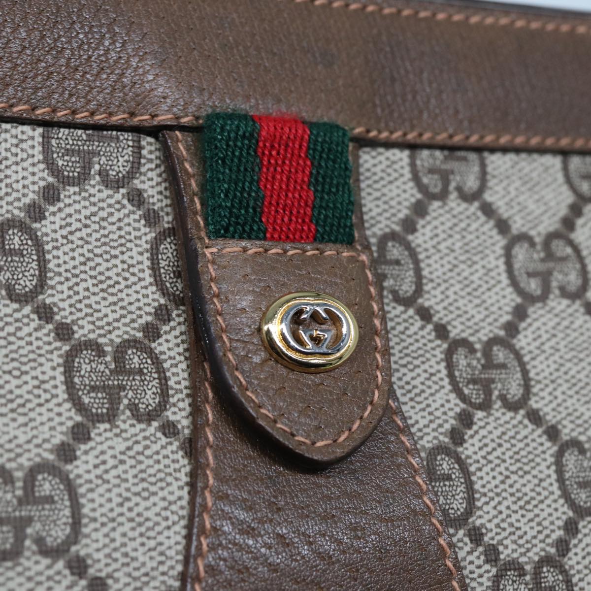 GUCCI GG Canvas Web Sherry Line Clutch Bag PVC Beige Green Red 80235