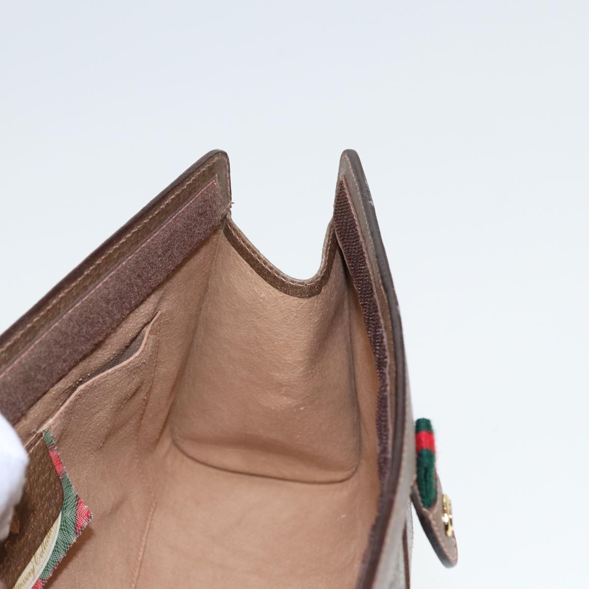 GUCCI GG Canvas Web Sherry Line Clutch Bag PVC Beige Green Red 80235