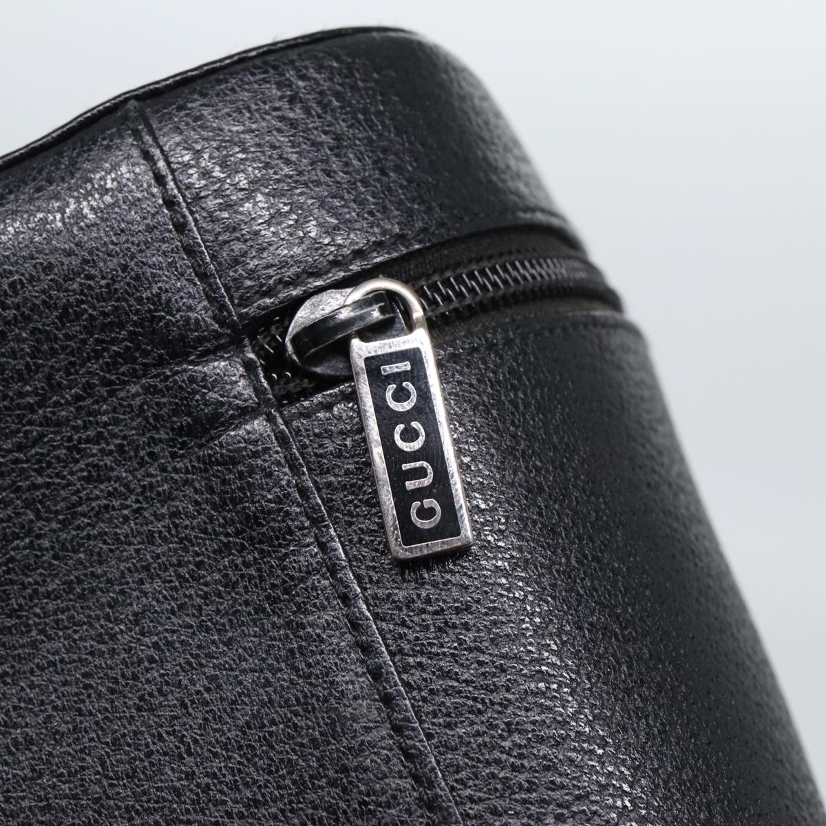 GUCCI Vanity Cosmetic Pouch Leather Black 80238