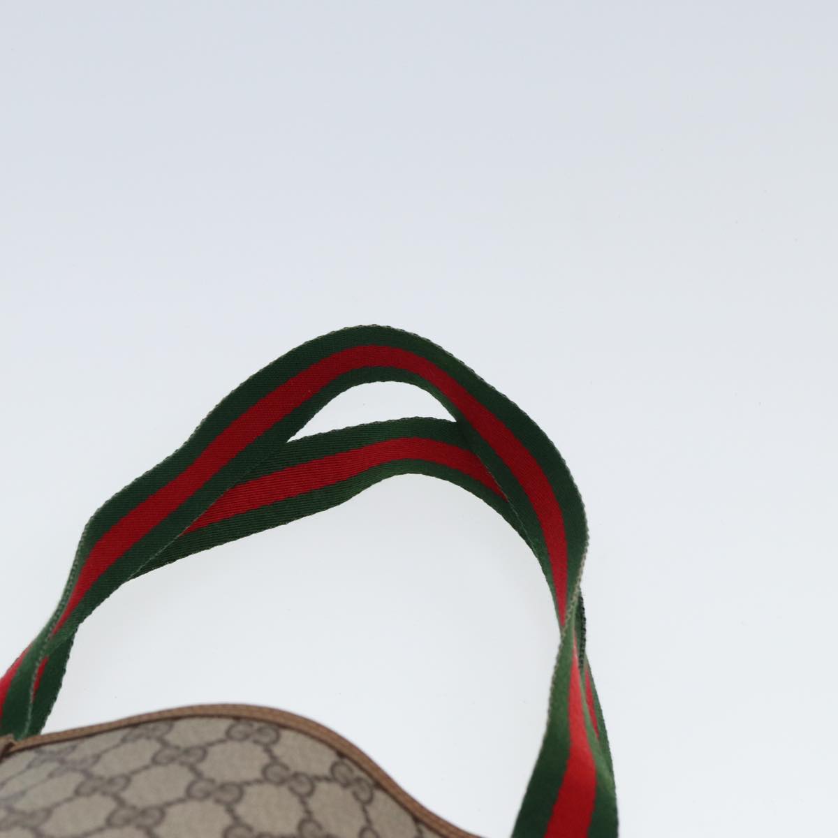 GUCCI GG Canvas Web Sherry Line Tote Bag PVC Leather Beige Green Red 80257