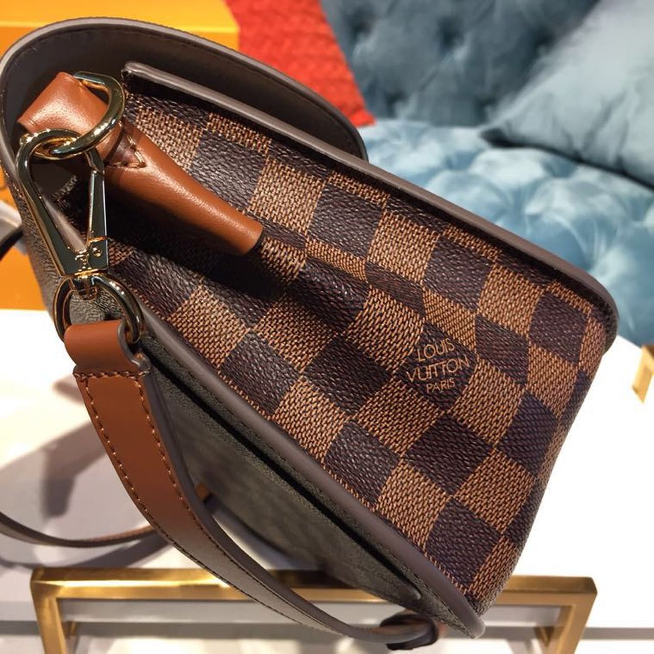 LV Beaumarchais Damier Ebene Canvas Venus Pink For Women, WomenÃ¢â‚¬â„¢s Handbags, Shoulder And Crossbody Bags 9.8in/25cm LV N40147