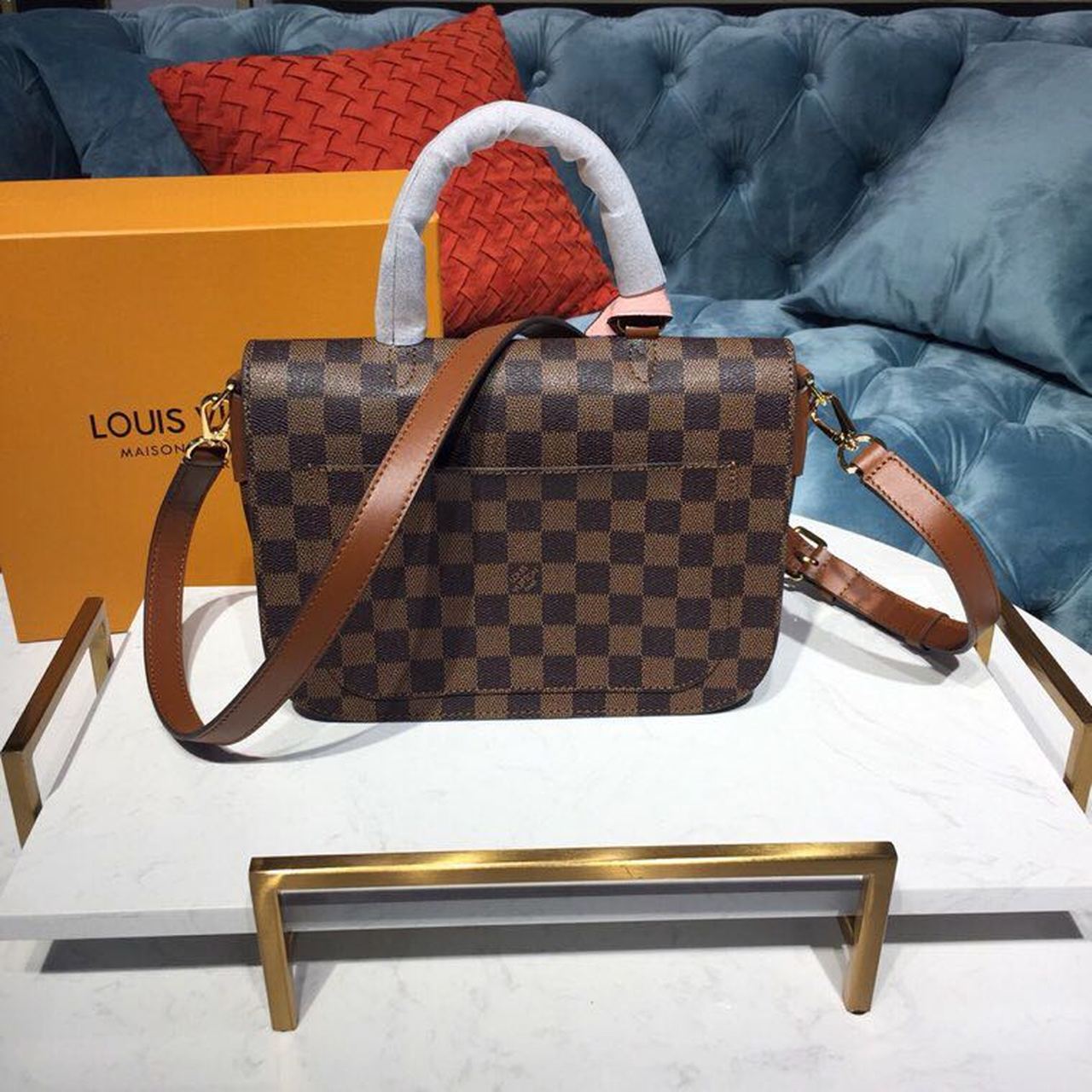 LV Beaumarchais Damier Ebene Canvas Venus Pink For Women, WomenÃ¢â‚¬â„¢s Handbags, Shoulder And Crossbody Bags 9.8in/25cm LV N40147