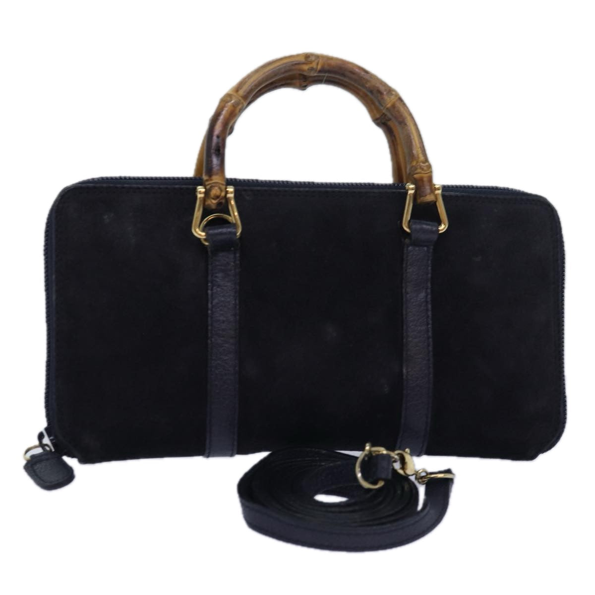 GUCCI Bamboo Wallet Suede 2way Navy 039 1998 0700 80565