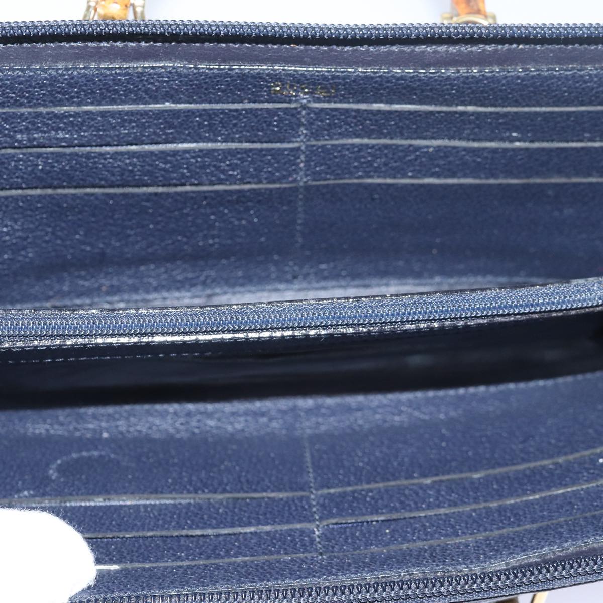 GUCCI Bamboo Wallet Suede 2way Navy 039 1998 0700 80565