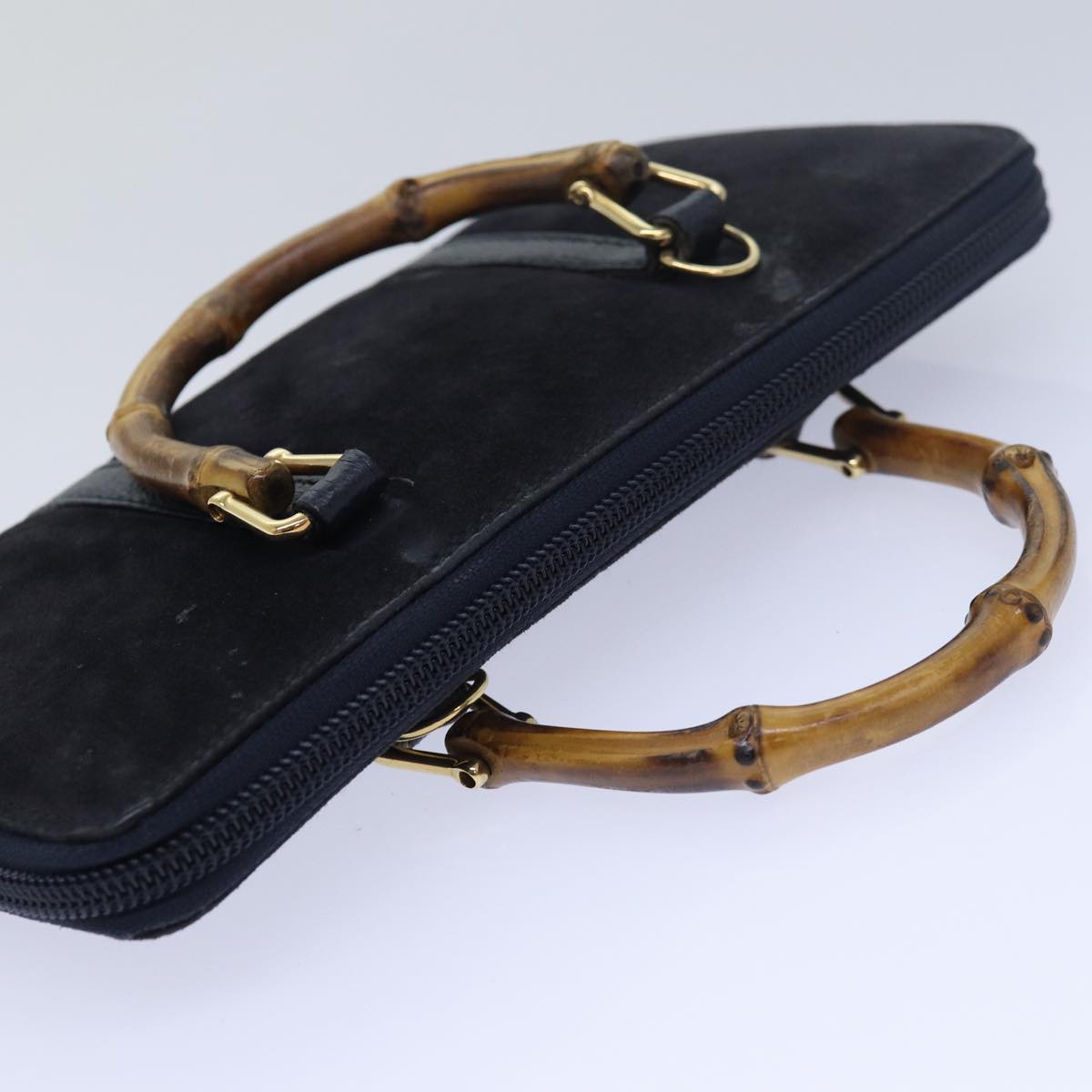 GUCCI Bamboo Wallet Suede 2way Navy 039 1998 0700 80565