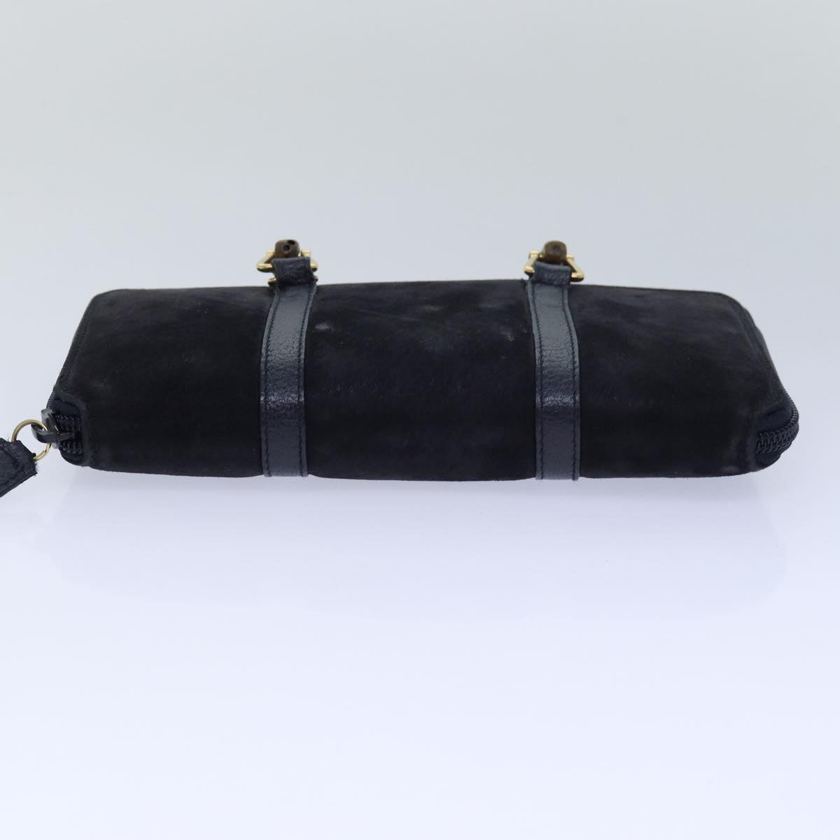 GUCCI Bamboo Wallet Suede 2way Navy 039 1998 0700 80565