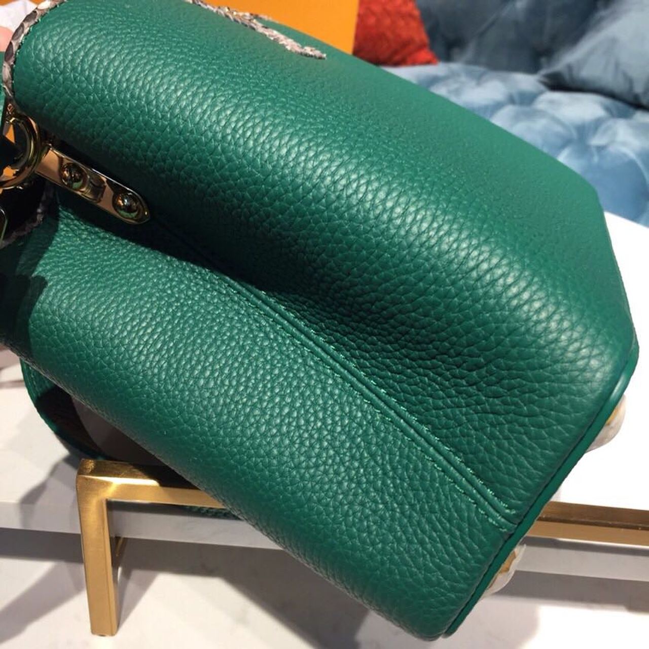LV Capucines GLAMI Taurillon And Python Green For Women,  Shoulder And Crossbody Bags 10.6in/27cm LV