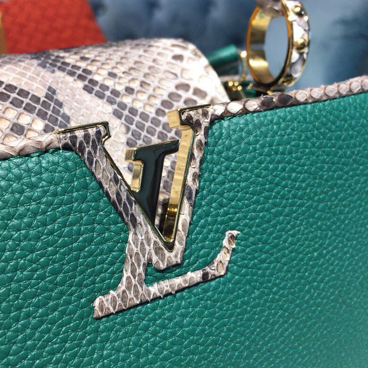 LV Capucines GLAMI Taurillon And Python Green For Women,  Shoulder And Crossbody Bags 10.6in/27cm LV